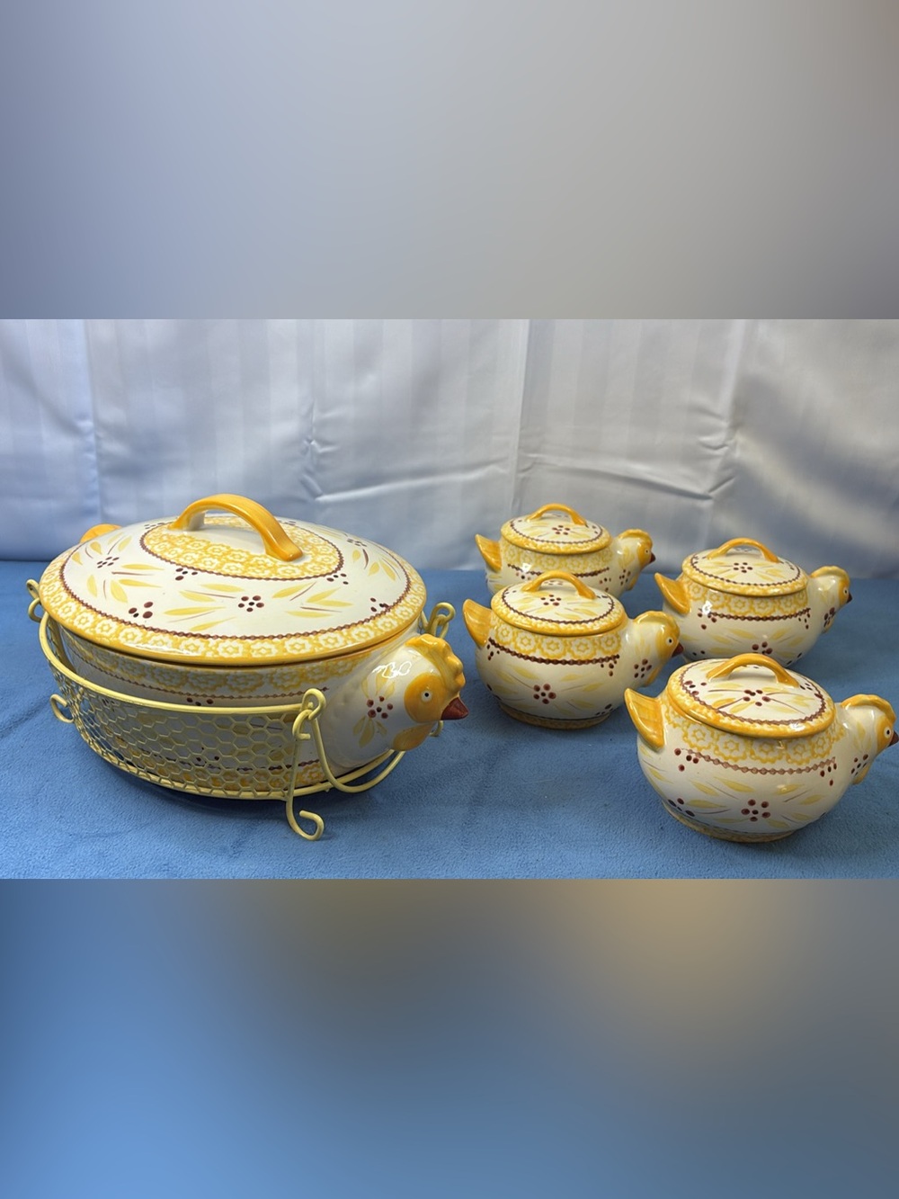 Temp-Tations Yellow and Cream Floral Ceramic Soup Tureen Set